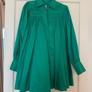 Aje Teal Pleated Button-Up Shirtdress (never worn)